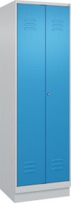C+P Putzmittel-Spind Classic PLUS mit Sockel, 2 Abteile, grau/blau, H x B x T: 195 x 60 x 50 cm, mit Zylinderschloss - Bild 1