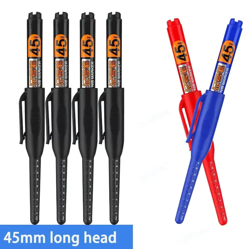 Set aus 5 oder 10 wasserdichten Markierungsstiften mit 45 mm Spitze, schnell trocknende Tinte für Holzbearbeitung, Schwarz, Rot, Blau - Bild 6