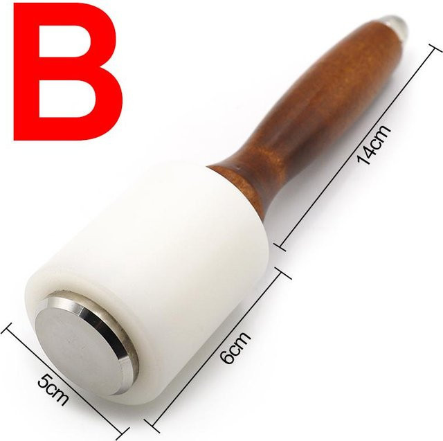 WBL Professioneller Leder Schnitzhammer mit Holzgriff und Nylon-Kopf für DIY Lederarbeiten - Bild 1
