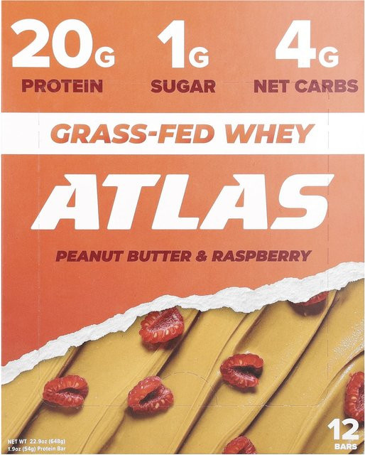Atlas Bar Molkenproteinriegel Erdnussbutter & Himbeere 12 x 54 g - Bild 1
