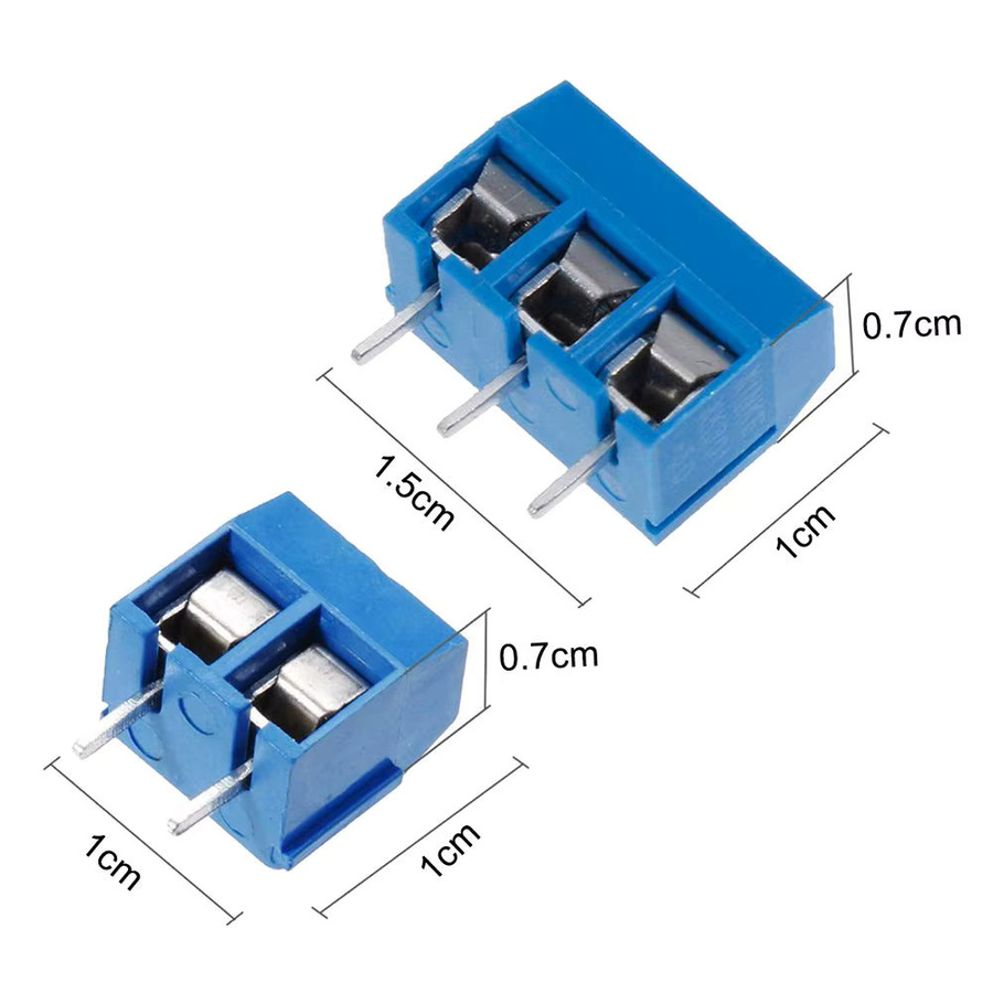 AOKIN Schraubklemmenblock-Set für Leiterplattenmontage, 50 Stück, 2-polig und 3-polig, blau, 5 mm Rastermaß für Arduino und Heimelektronik - Bild 3