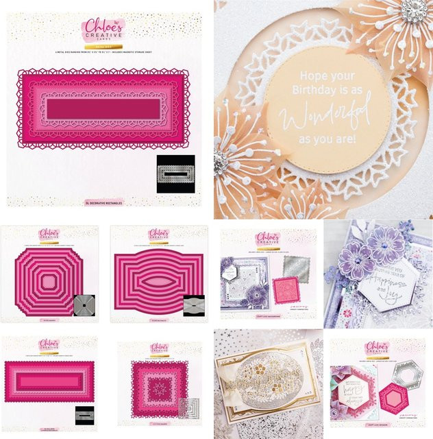 Rechteckige Metall-Stanzformen in Silber für DIY Scrapbooking und Bastelarbeiten - Bild 1