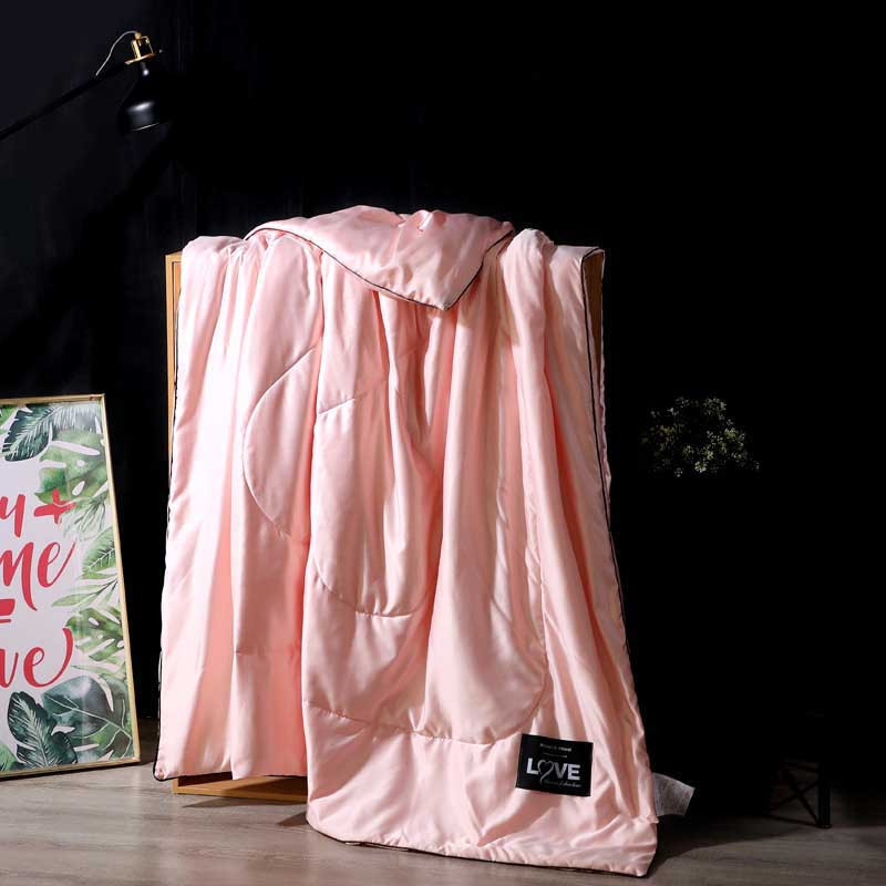 HKDA Steppdecke aus Seidenimitat in Rosa, weiche Satin-Decke für Erwachsene und Kinder, B/B/H: 110 x 150 cm - Bild 2