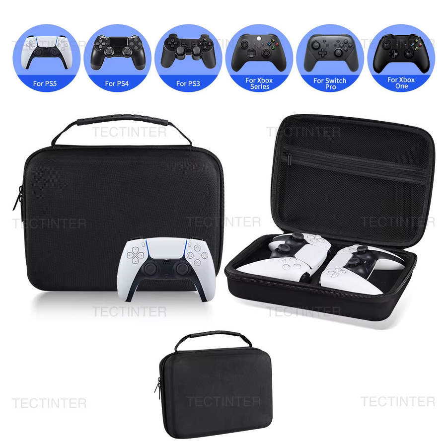 YECKTEGJ Dual Tragetasche für PS5, PS4, PS3 und Xbox Serie Controller, stoßfeste Reisetasche für Zubehör in Schwarz und Weiß - Bild 2