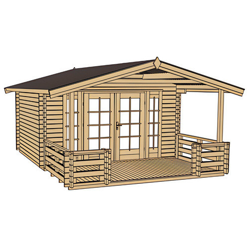 WEKA Gartenhaus 137 B Gr.2 aus Massivholz mit überdachter Terrasse in Beige, B/H/T: 460 x 262 x 590 cm - Bild 3