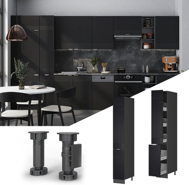 Vicco Apothekerhochschrank Fame-Line Anthrazit Schwarz gestreift B: 30 cm, T: 30 cm, H: 332,9 cm - Bild 1