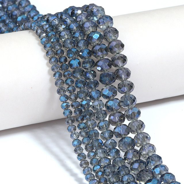 louleur Kristallperlen, Glas, Tinte, blau, 4 6 8 mm, Rondelle - Bild 1