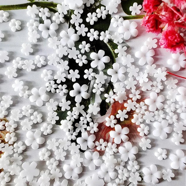 Rhstoe Nail Art Charms, 100 Stück, weiße Blumen, 3D Harz, Glänzend - Bild 1