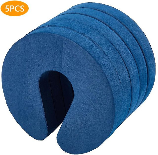 Mihout 5er Set Kindersicherung Fingerschutz aus weichem EVA-Schaumstoff in C-Form, Türstopper und Schrankverriegelung, Blau/Mehrfarbig - Bild 1