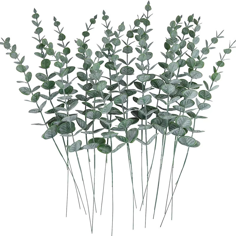 Künstliche Eukalyptusblätter in Grün und Weiß für Tischdekoration, Hochzeiten und Garten-Deko - Bild 1