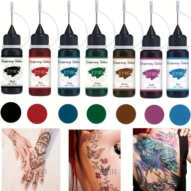 EYIR Tattoo-Paste-Set, 7 Farben, Temporäre Tattoo-Paste - Bild 1