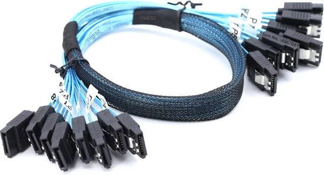 SATA 3.0 Datenkabel Set für SSD, Festplatten und NAS-Server, 7-Pin SAS 6Gbps, Farbe: Blau - Bild 1