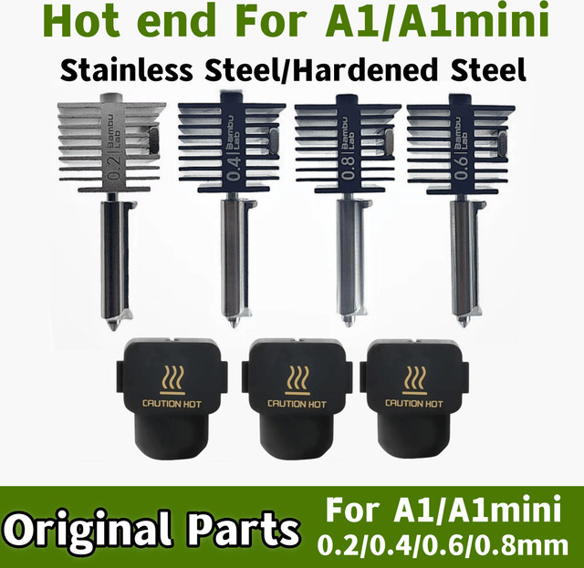 Bambu Lab Original Hotend-Kit für A1 und A1 Mini mit gehärteter Stahldüse in 0,2 mm, 0,4 mm, 0,6 mm und 0,8 mm für FDM 3D-Drucker - Bild 1
