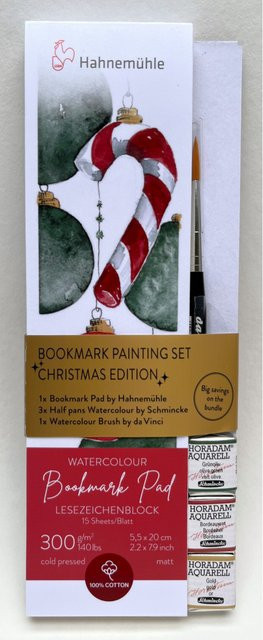 Hahnemühle Bookmark Painting Set Christmas Edition in Grünolive und Bordeauxrot aus Baumwolle - Bild 1