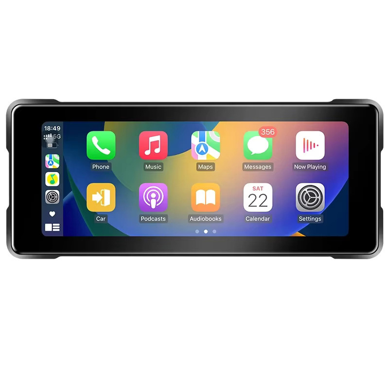 Srnubi Tragbarer Motorrad-DVR mit 6,86 Zoll Display, Kabelloses Carplay, Android Auto Mirror Link, IP67 Wasserdicht, Bluetooth 5.0 und GPS-Navigation, Schwarz - Bild 4
