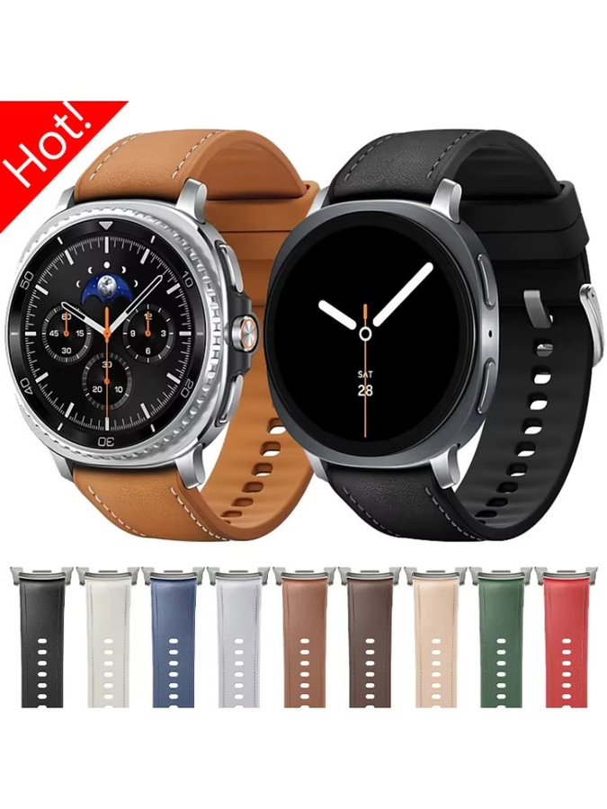 CAOWTAN Uhrenarmband Leder-Silikon, Schwarz, Unisex - Bild 5