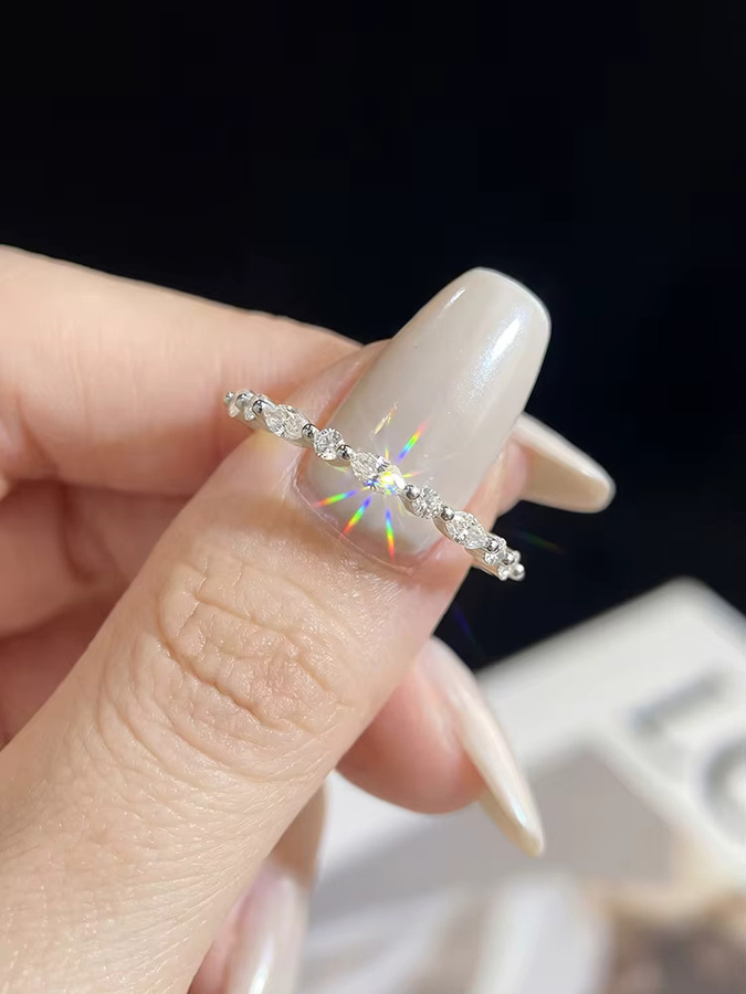 Ring 925 Silber, Moissanit-Diamant, Marquise, Rund, Damen - Bild 3