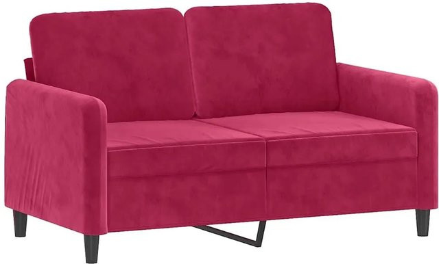 vidaXL 2-Sitzer-Sofa in Weinrot mit Samtbezug und Metallgestell, Breite: 120 cm - Bild 1