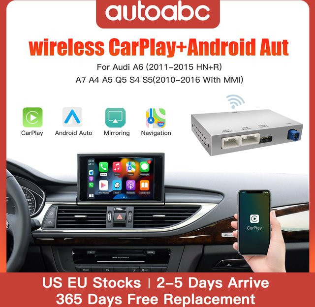 AUTOABC Drahtloses CarPlay und Android Auto MMI-Modul für Audi A6 A7 A4 A5 Q5 S4 S5 mit Unterstützung für OEM- und Aftermarket-Kameras - Bild 1