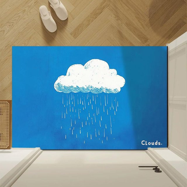 Saugfähige und fleckenabweisende Badezimmer-Fußmatte aus Diatomeenerde in Blau, B/B: 40 x 60 cm - Bild 1