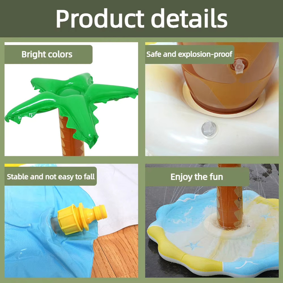 Wonflex Kokosnussbaum-Wassersprühmatte, Wasserspielzeug, PVC, grün, bunt - Bild 4