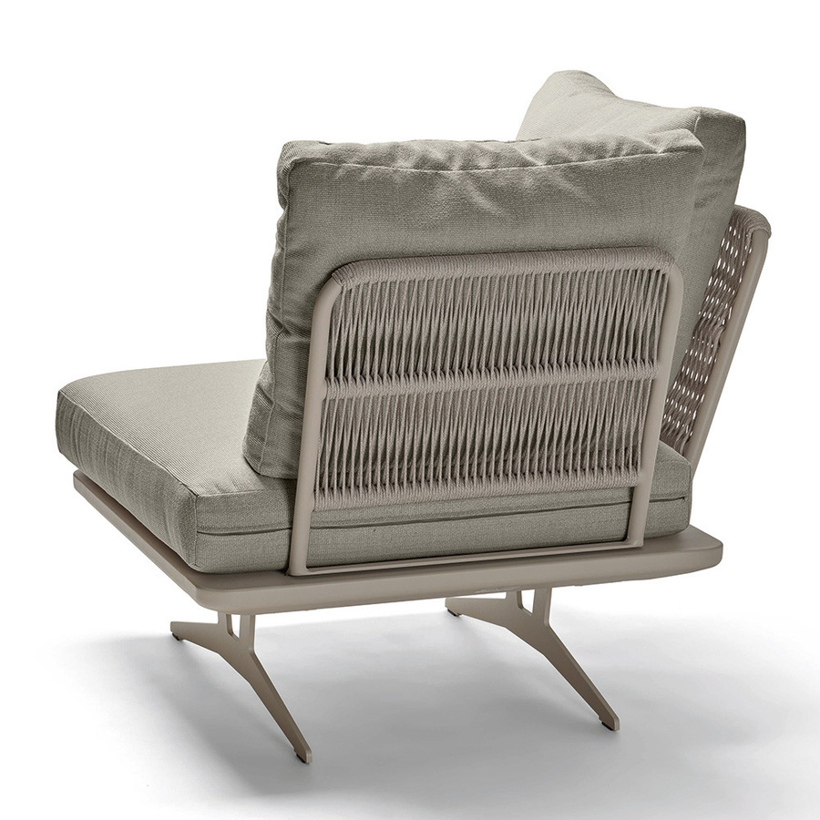 Stern Eckelement Enya Lounge Aluminium in Greige mit Kordel-Rückenteil und Polyacryl-Kissen in Macchiato - Bild 2