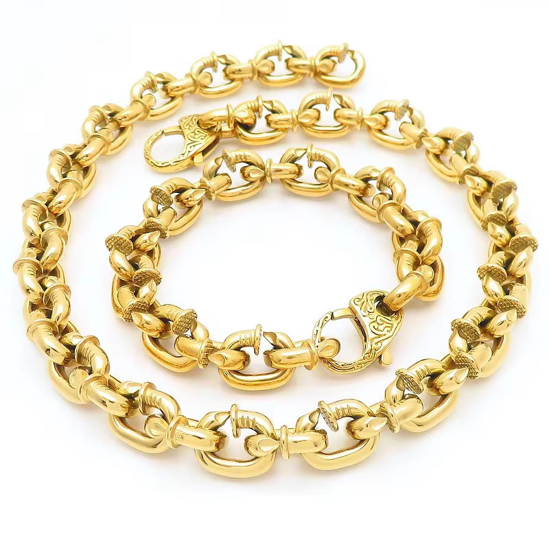 Fongten Halskette Edelstahl, Gold, Herren - Bild 1