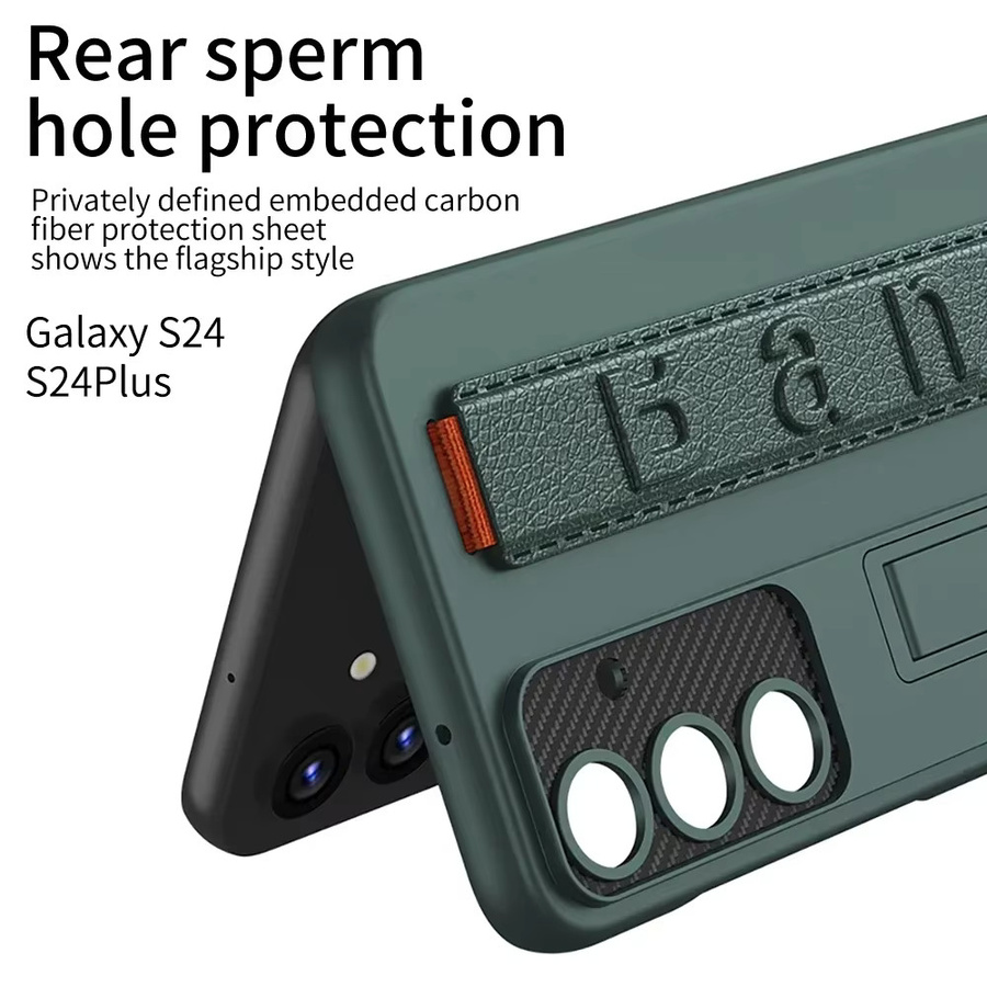 Samsung Galaxy S25 Ultra S25 Plus S24 S23 Ultra Hard Shell Handyhülle mit Handgelenkschlaufe und Kickstand in Schwarz - Bild 3