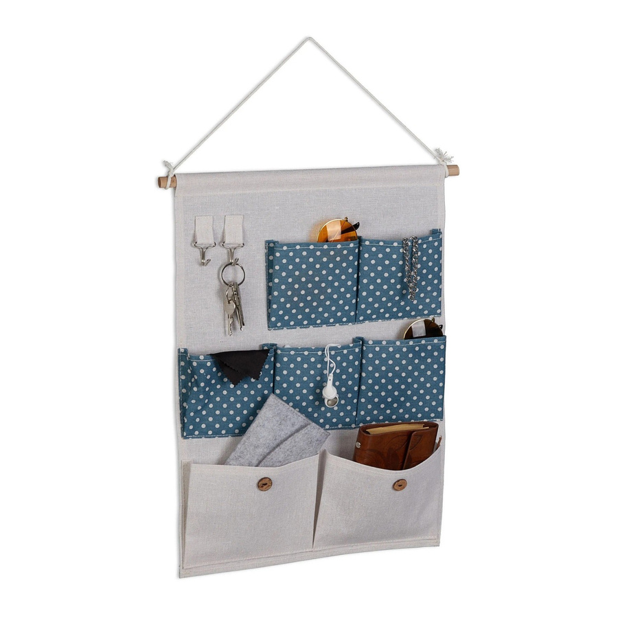 Relaxdays Hängeorganizer aus Baumwolle in Blau mit 7 Fächern, B/H/T: 60 x 39 x 2 cm - Bild 2
