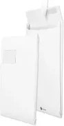 SECURITEX Faltentasche DIN C4 selbstklebend aus Papier in Weiß, 100 Stück, B: 32,4 cm x H: 22,9 cm - Bild 1