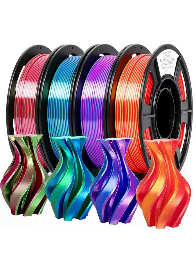 3D Maliang PLA-Filament 1,75 mm, zweifarbiges Silk-PLA für FDM-Drucker, Gold und Rot, Multicolour, 4 x 250 g - Bild 5