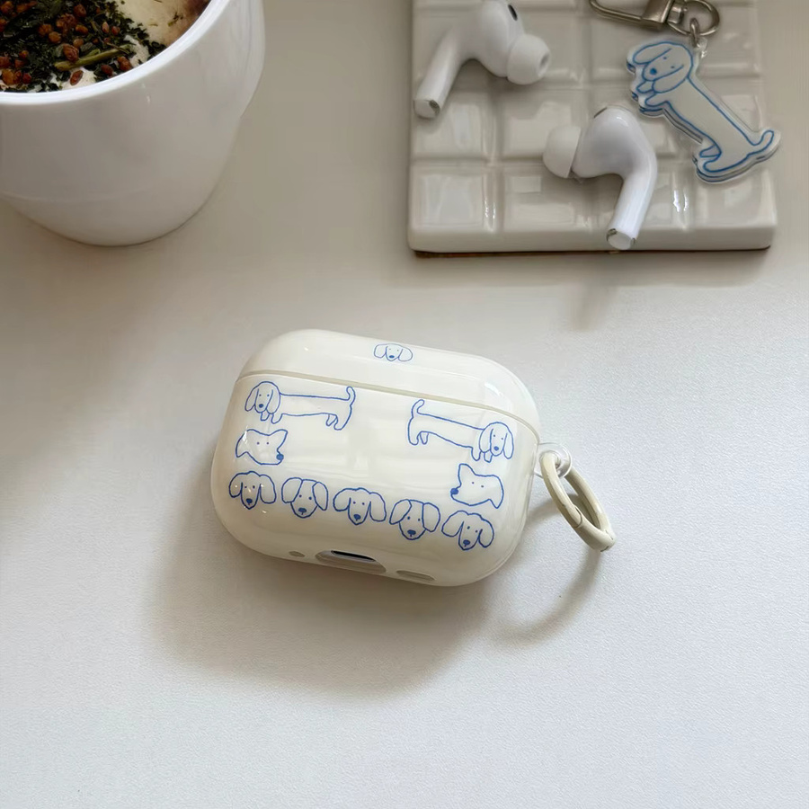 Schutzhülle für Apple AirPods 1 2 3 4 Pro 2 Pro 3 mit blauem Dackel Hundekopf Motiv - Bild 3