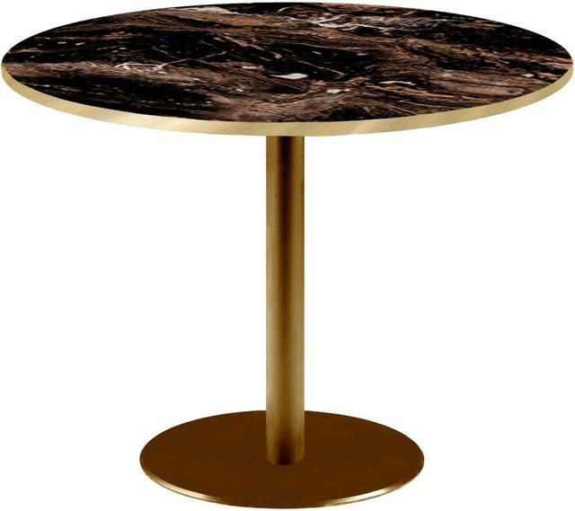 RestooTab Tisch Rome XL rund mit Gestell in Goldmetallic und schwarzer Platte, Höhe: 75 cm, Durchmesser: 120 cm - Bild 1