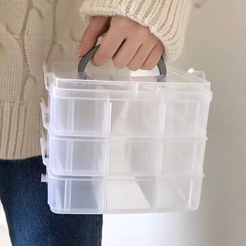 YOWEI Aufbewahrungsbox mit 18 Fächern aus Kunststoff, transparenter Organizer für Schmuck und Werkzeug, B/T/H: 14,5 x 14,5 x 1,0 cm - Bild 3