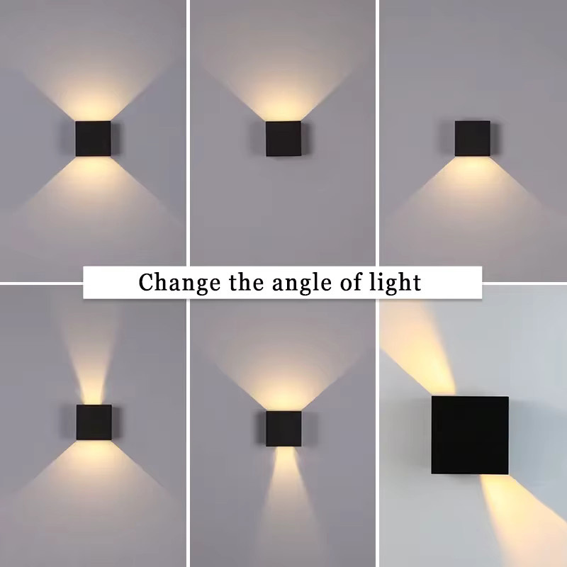 MARPOU LED-Wandlampe in Schwarz, moderne quadratische Außenleuchte mit verstellbarem Up-and-Down-Licht, 7 W, für Garten und Veranda - Bild 2
