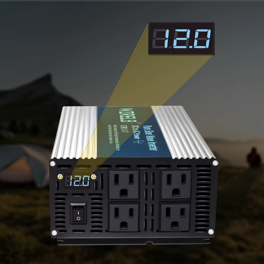 WZRELB Sinus-Solar-Wechselrichter mit LCD-Display, 1200 W, Solarpanel-Konverter, Farbe: Silber, Eingangsspannung: 12 V/24 V/36 V/48 V/96 VDC, Ausgangsspannung: 120 V/220/230/240 VAC - Bild 4