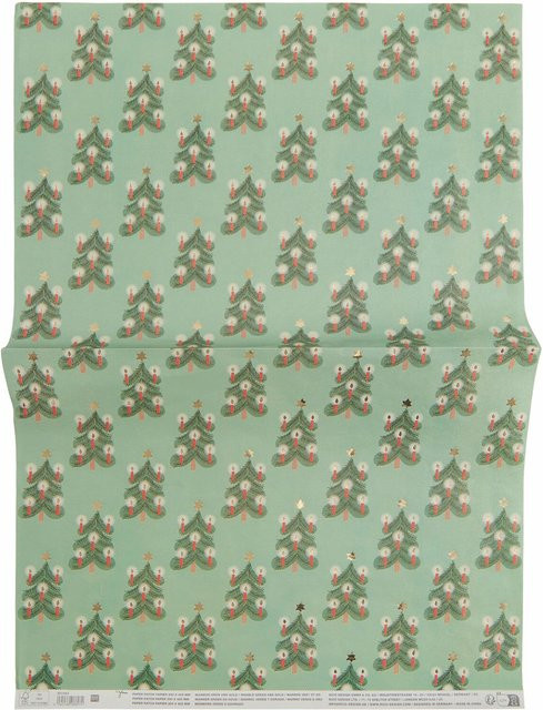 Rico Design Paper Patch Bastelpapier mit Tannenbaum-Motiv in Grün und Gold - Bild 1