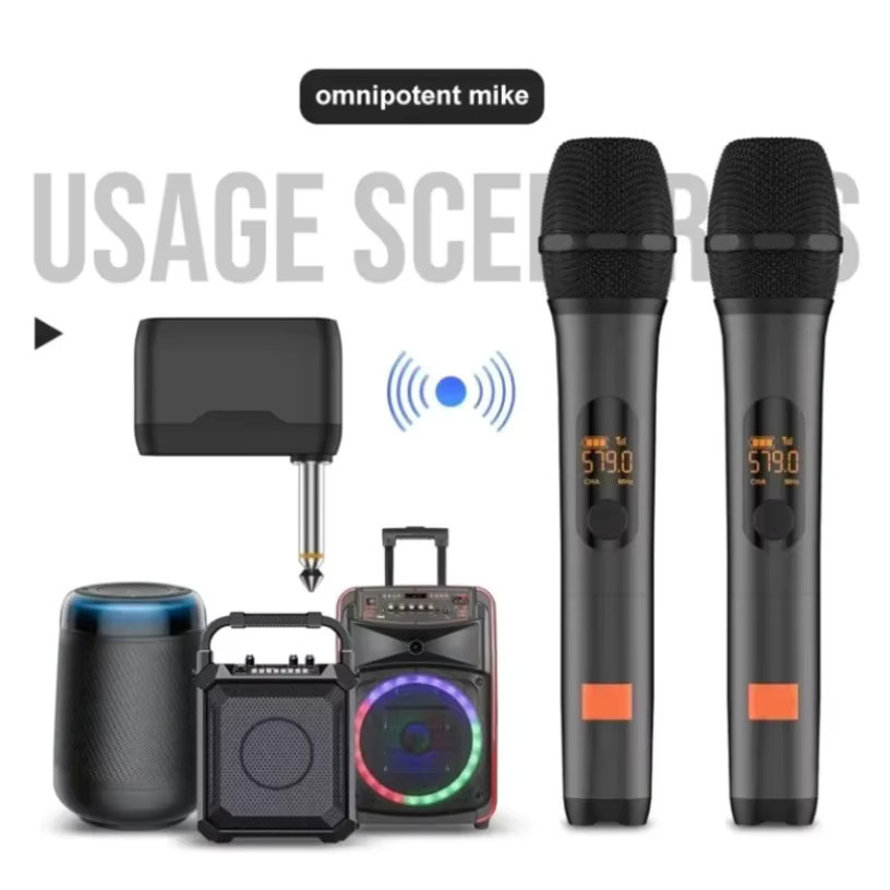 VIKEFON Drahtloses UHF-2 Karaoke-System mit wiederaufladbarem Empfänger und Handmikrofon in Schwarz - Bild 5