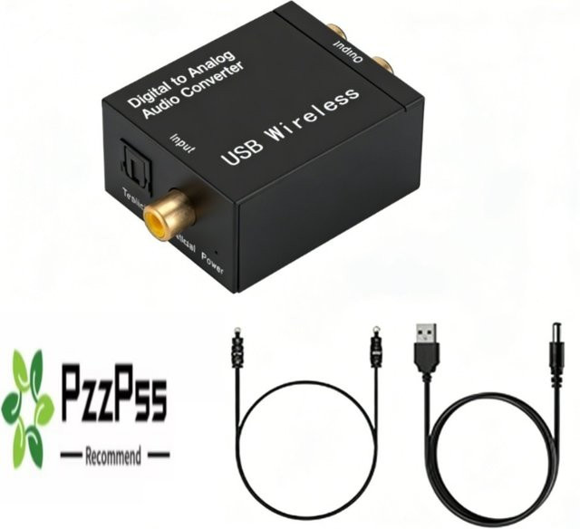 PzzPss Digital-Analog-Audio-Konverter mit Bluetooth, optischem Toslink- und Koaxial-Eingang zu RCA R/L Audio-Decoder SPDIF DAC in Schwarz - Bild 1