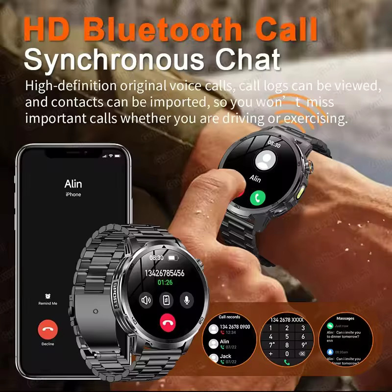 GUHUAVMI Military T-Rex 3 Smartwatch für Männer mit AMOLED Bildschirm, wasserdicht und integrierter Taschenlampe, Farbe: Schwarz - Bild 5