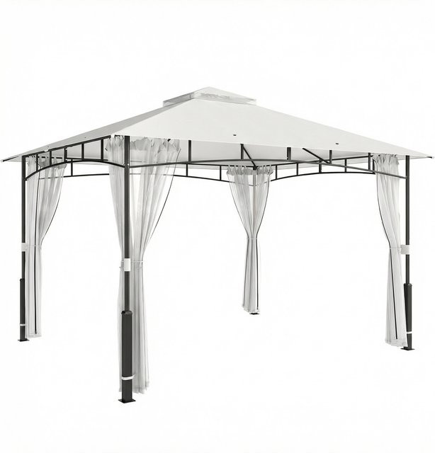 Outsunny Gartenpavillon mit Doppeldach und Moskitonetz, Schwarz, B/T/H: 360 x 300 x 275 cm - Bild 1