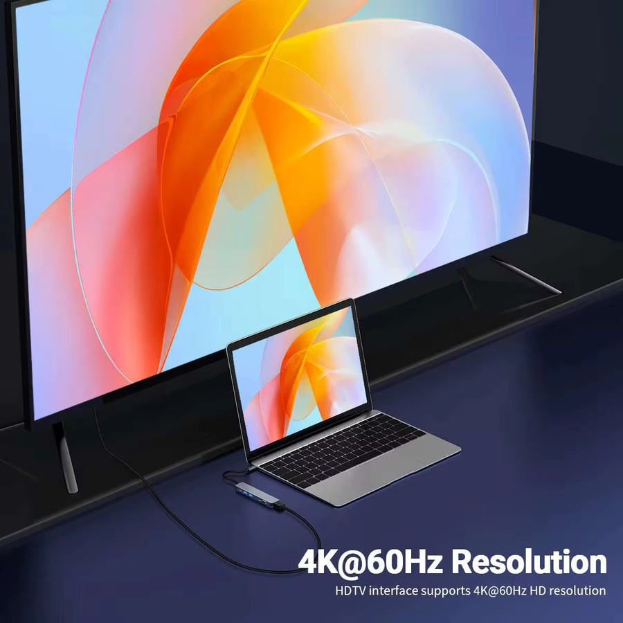 Generic 7-in-1 USB-C Hub aus Aluminium mit HDMI 4K, USB 3.0, PD 100W und Kartenleser Dockingstation - Bild 2