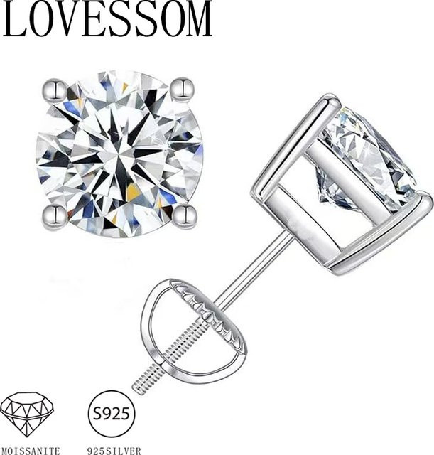 LOVESSOM Ohrringe, 925 Silber, Moissanit, Unisex - Bild 1