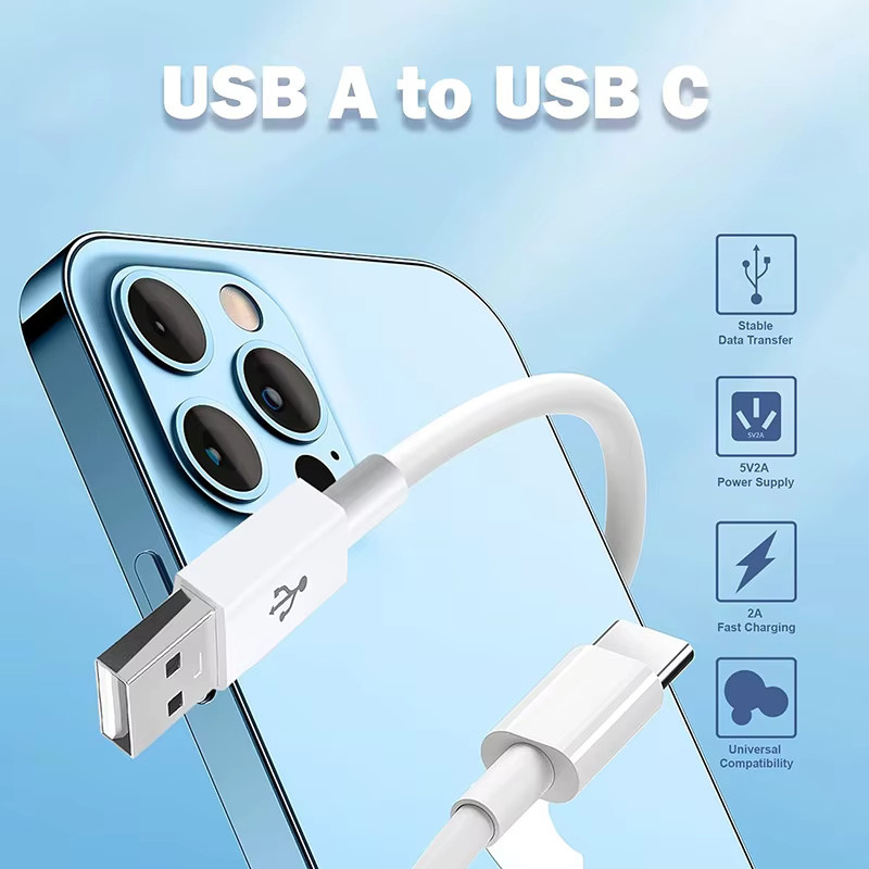 10W USB-A auf Typ-C Ladekabel für Android-Smartphones in Schwarz, 1m Länge - Bild 2