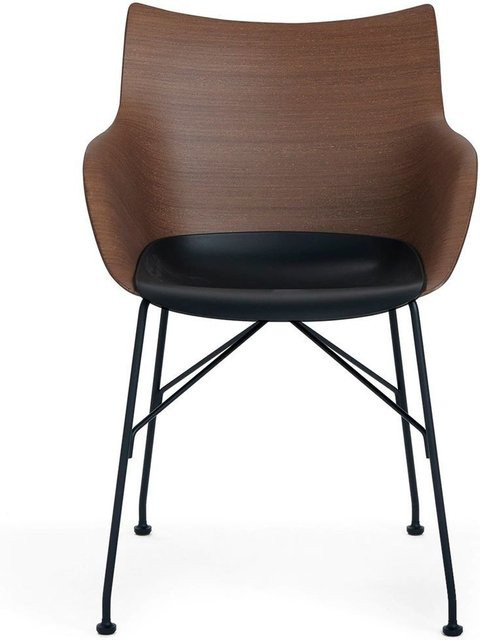 Kartell Q Wood Armlehnstuhl in Braun mit FSC-Holz und mattem Kunststoff - Bild 1