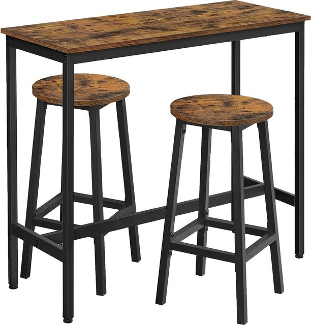 Vasagle Bartisch-Set im Industrie-Stil in Braun-Schwarz mit Tisch und 2 Stühlen - Bild 1