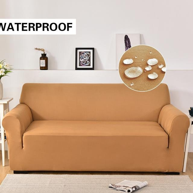 Wasserdichter und elastischer Sofabezug für L-förmige Eckcouches von Your Warm Home in Kamelfarben, Breite: 90-140 cm - Bild 1