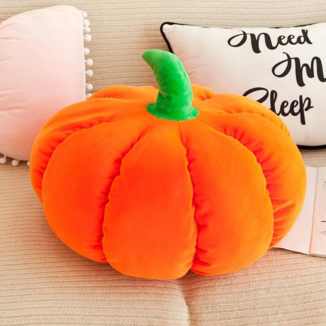 Joyful toys Halloween Kürbis Kissen in Orange, Plüschkissen mit 25 cm Durchmesser - Bild 1