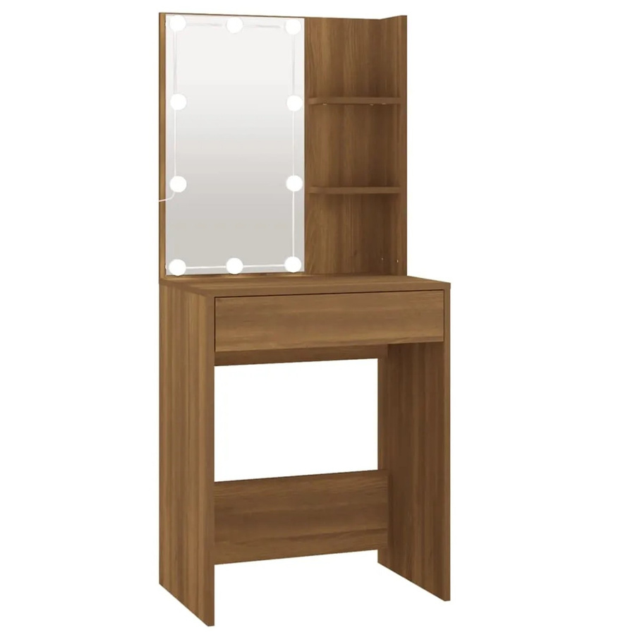 vidaXL Schminktisch mit LED in Eiche Braun, B/T/H: 60 x 40 x 140 cm - Bild 2