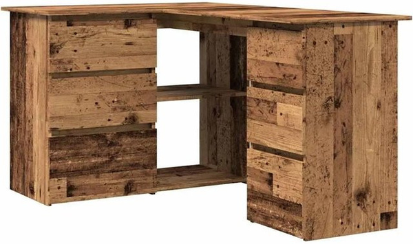 vidaXL Eckschreibtisch in Altholz-Optik, Farbe Braun, B/T/H: 145 x 100 x 76 cm